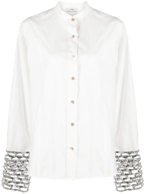 Poplin shirt with sequined mesh cuffs Forte forte | 120403057